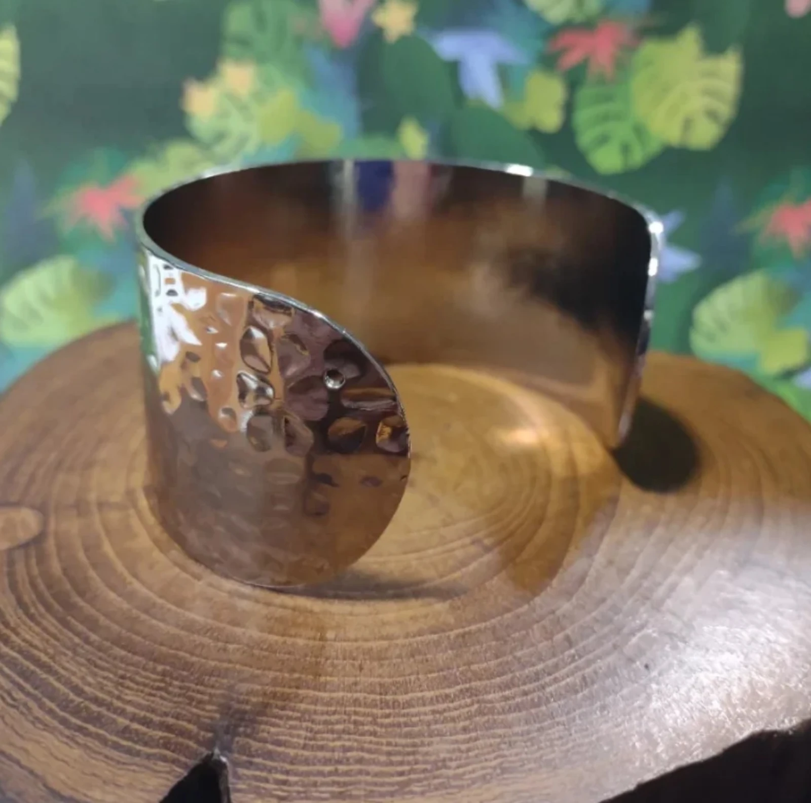 Bracelete prateado martelado – photo 3